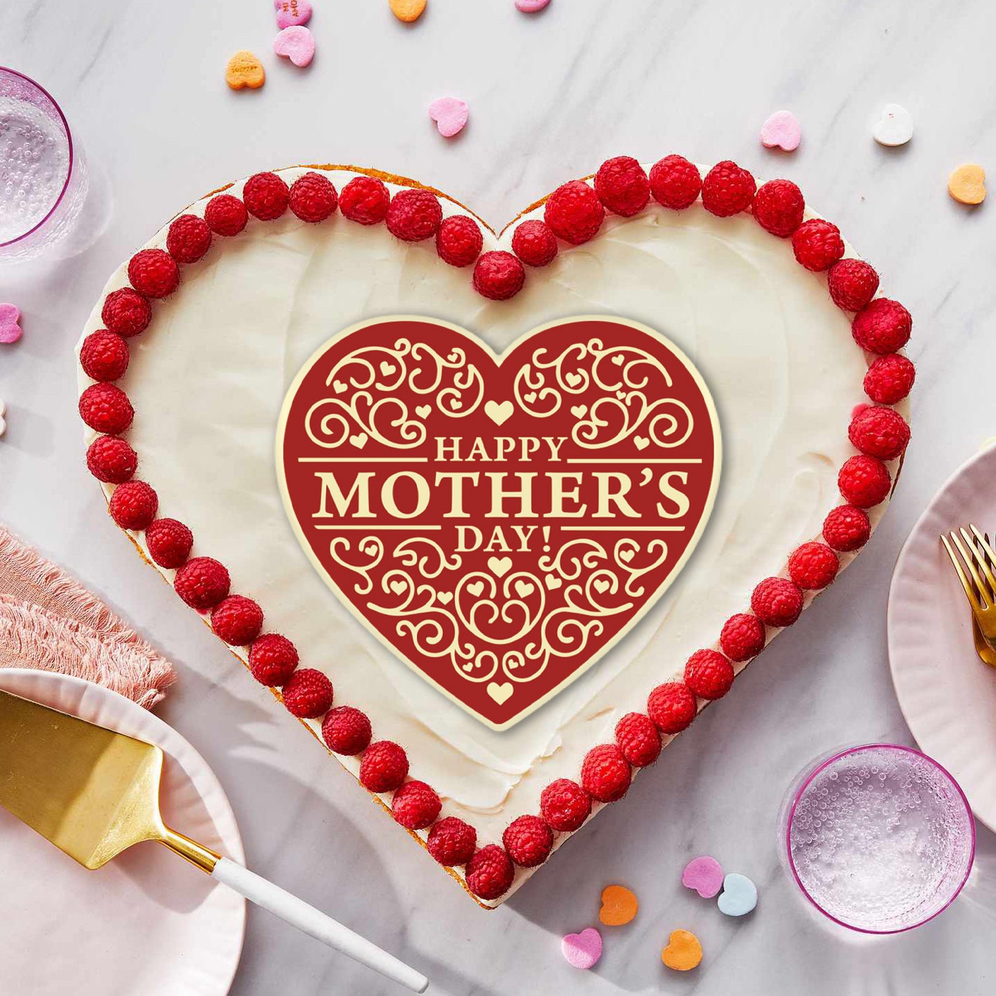 Happy Mother's Day Heart Cake Topper