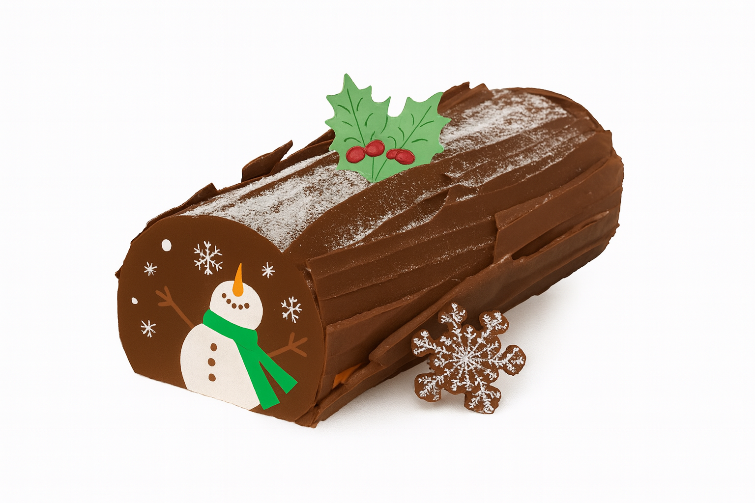 Snowman Yule Log End