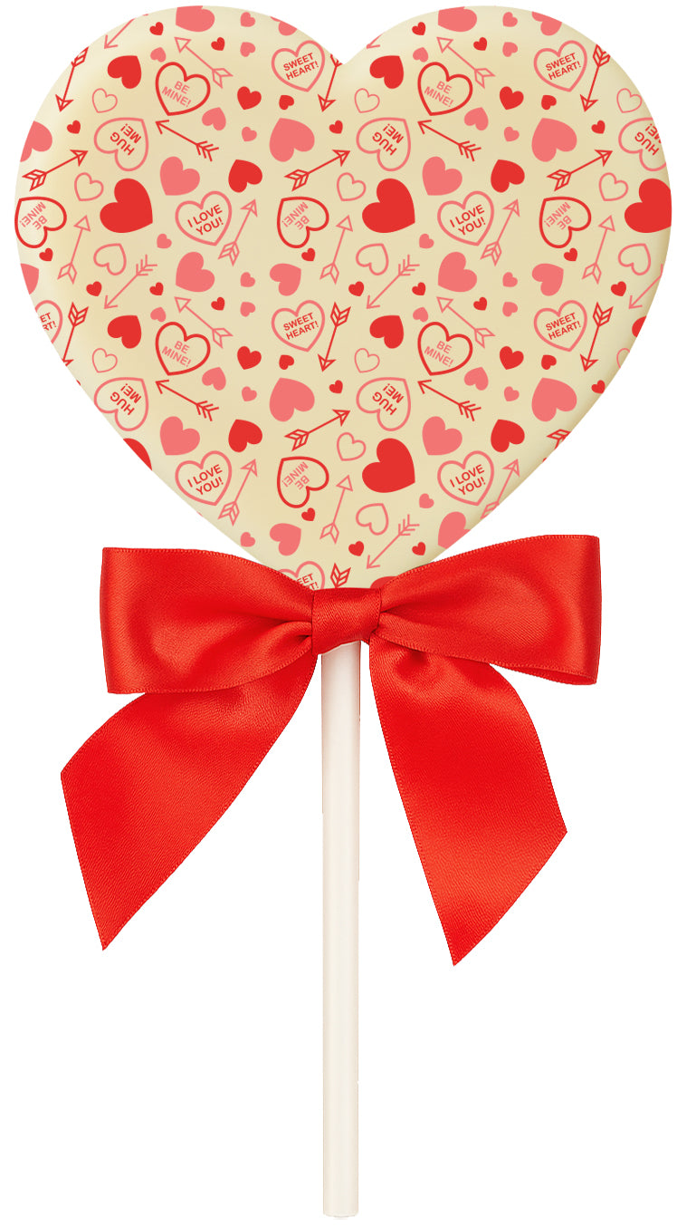Valentines Message Hearts Print Chocolate Lollipops